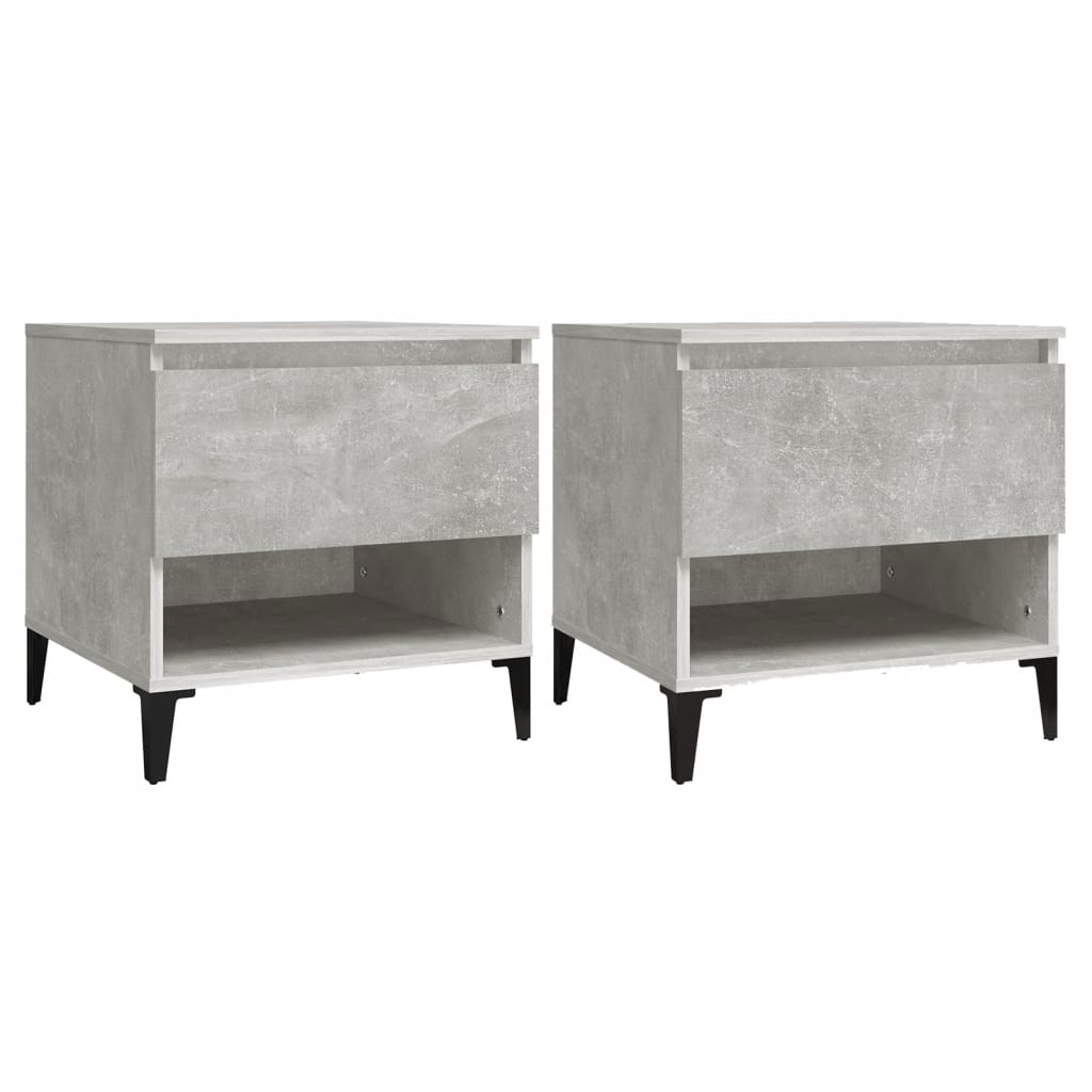 vidaXL Tables d'appoint 2 pcs Gris béton 50x46x50 cm Bois d'ingénierie