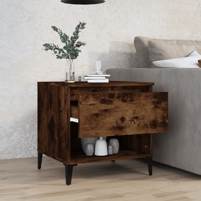 vidaXL Table d'appoint chêne fumé 50x46x50 cm Bois d'ingénierie