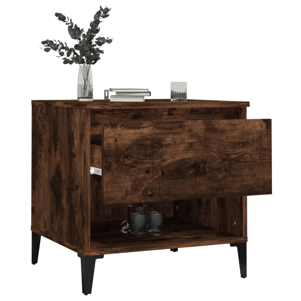 vidaXL Table d'appoint chêne fumé 50x46x50 cm Bois d'ingénierie