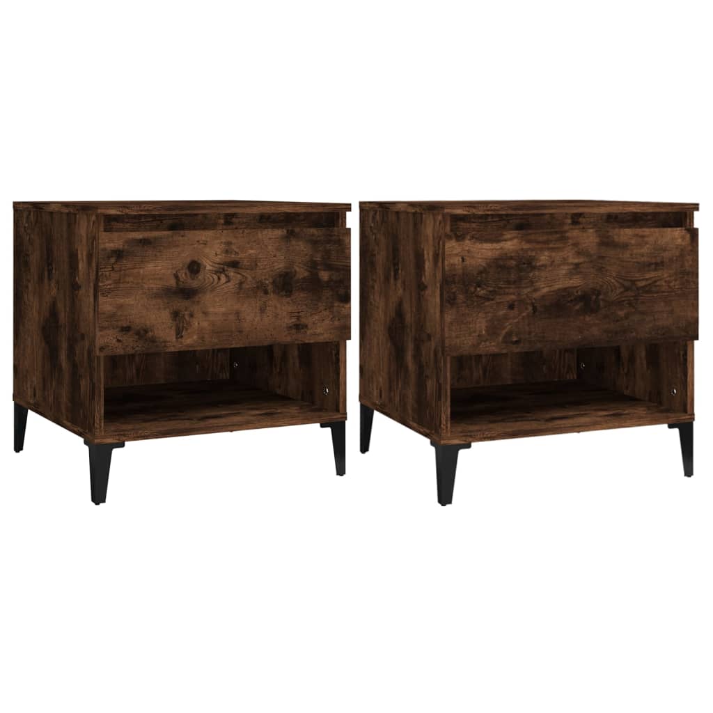 vidaXL Tables d'appoint 2 pcs Chêne fumé 50x46x50 cm Bois d'ingénierie