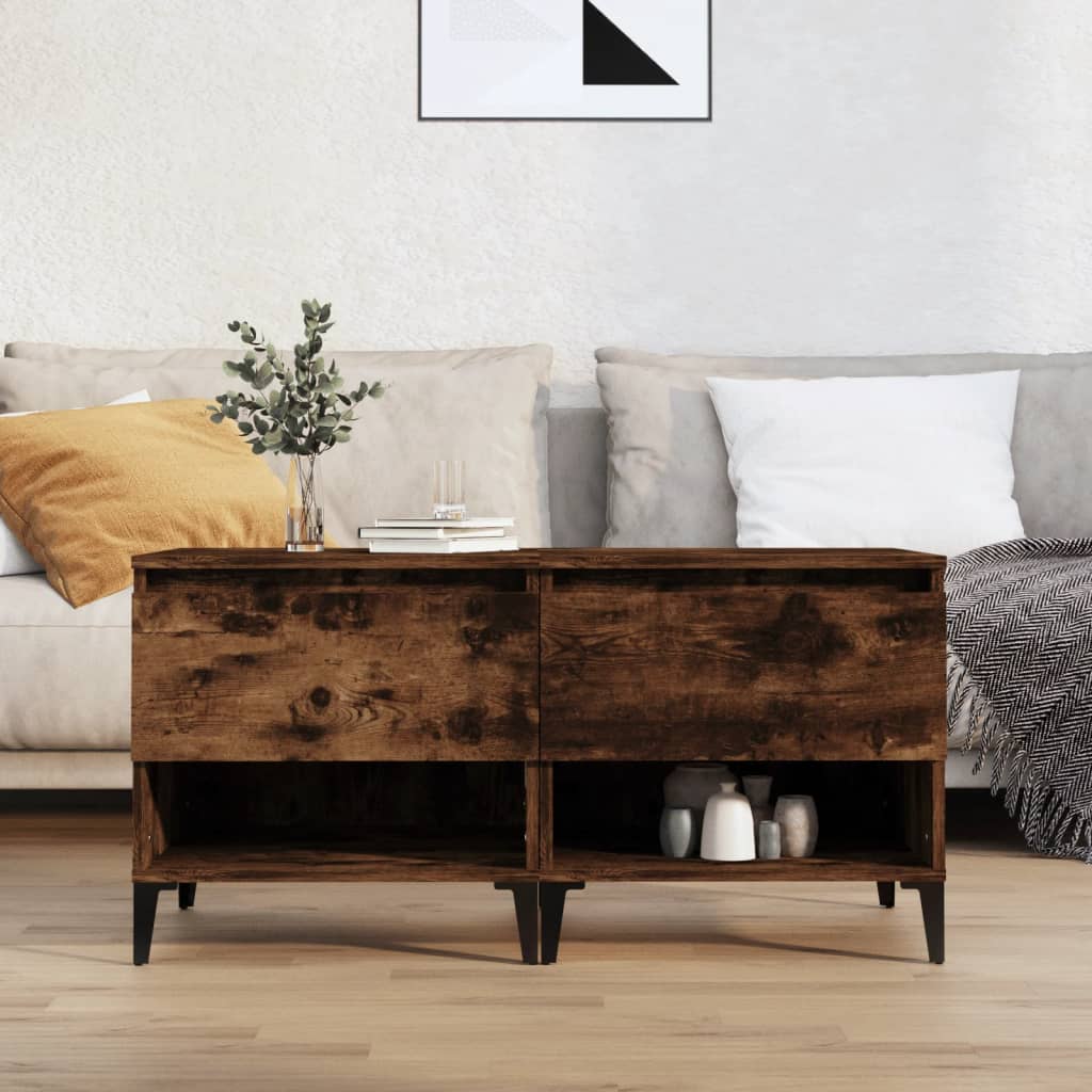 vidaXL Tables d'appoint 2 pcs Chêne fumé 50x46x50 cm Bois d'ingénierie