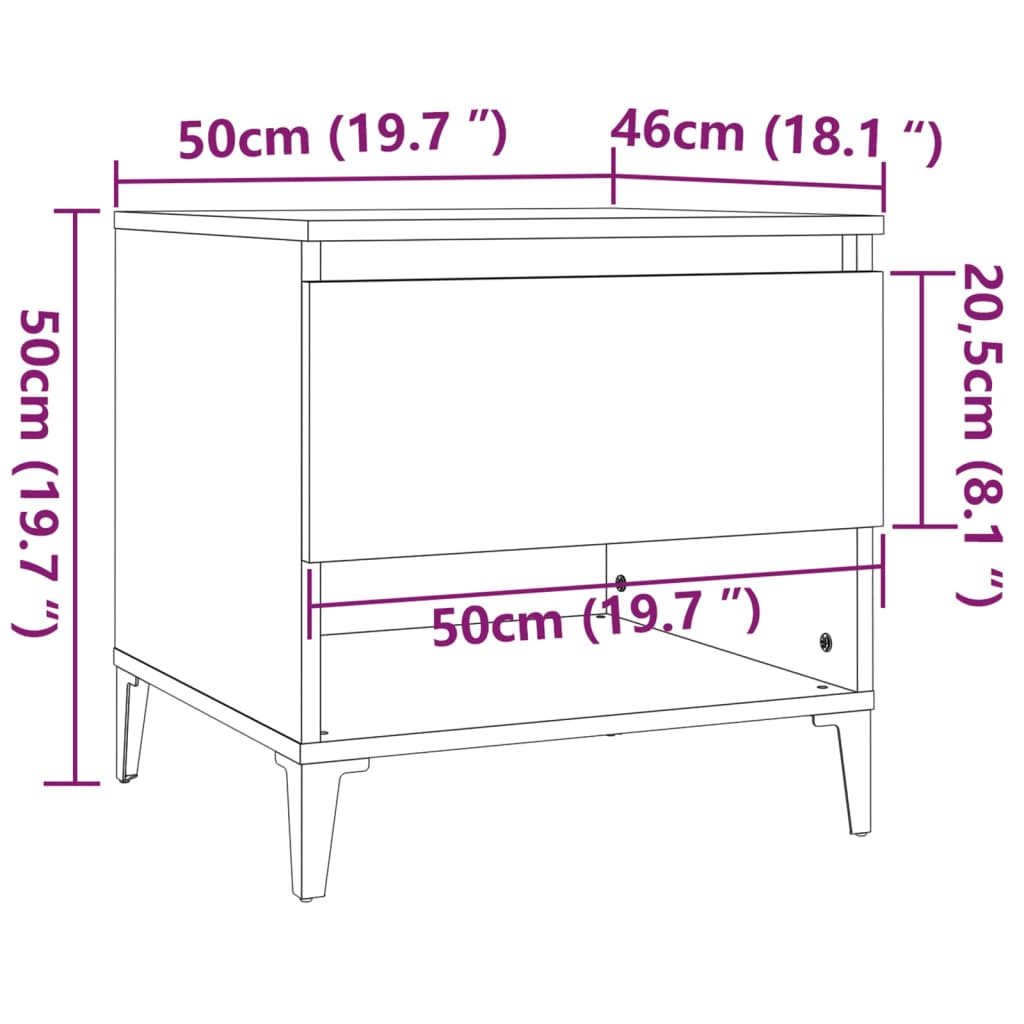 vidaXL Table d'appoint gris Sonoma 50x46x50 cm Bois d'ingénierie