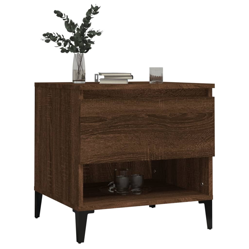 vidaXL Table d'appoint marron aspect chêne 50x46x50 cm en bois d'ingénierie