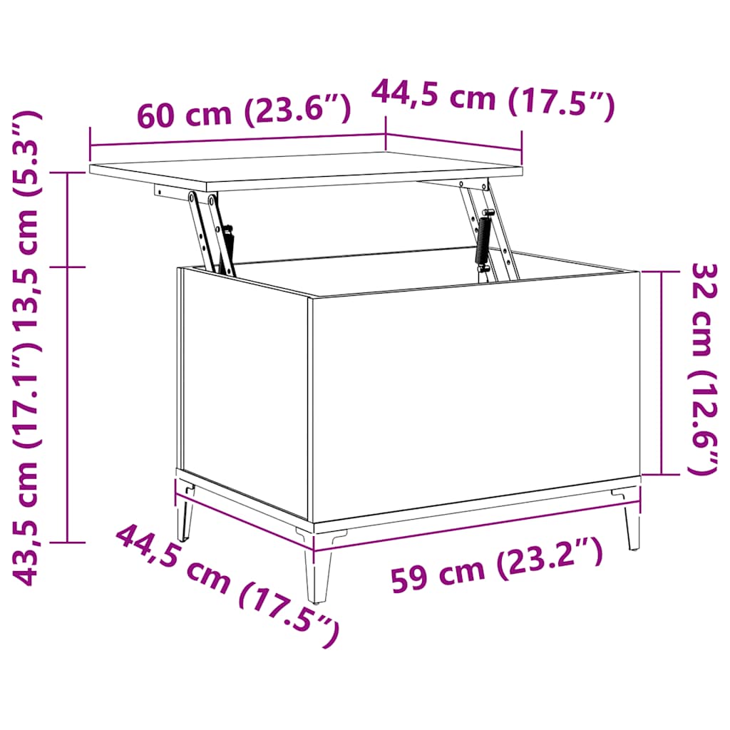 vidaXL Couchtisch Schwarz 60x44,5x45 cm Holzwerkstoff