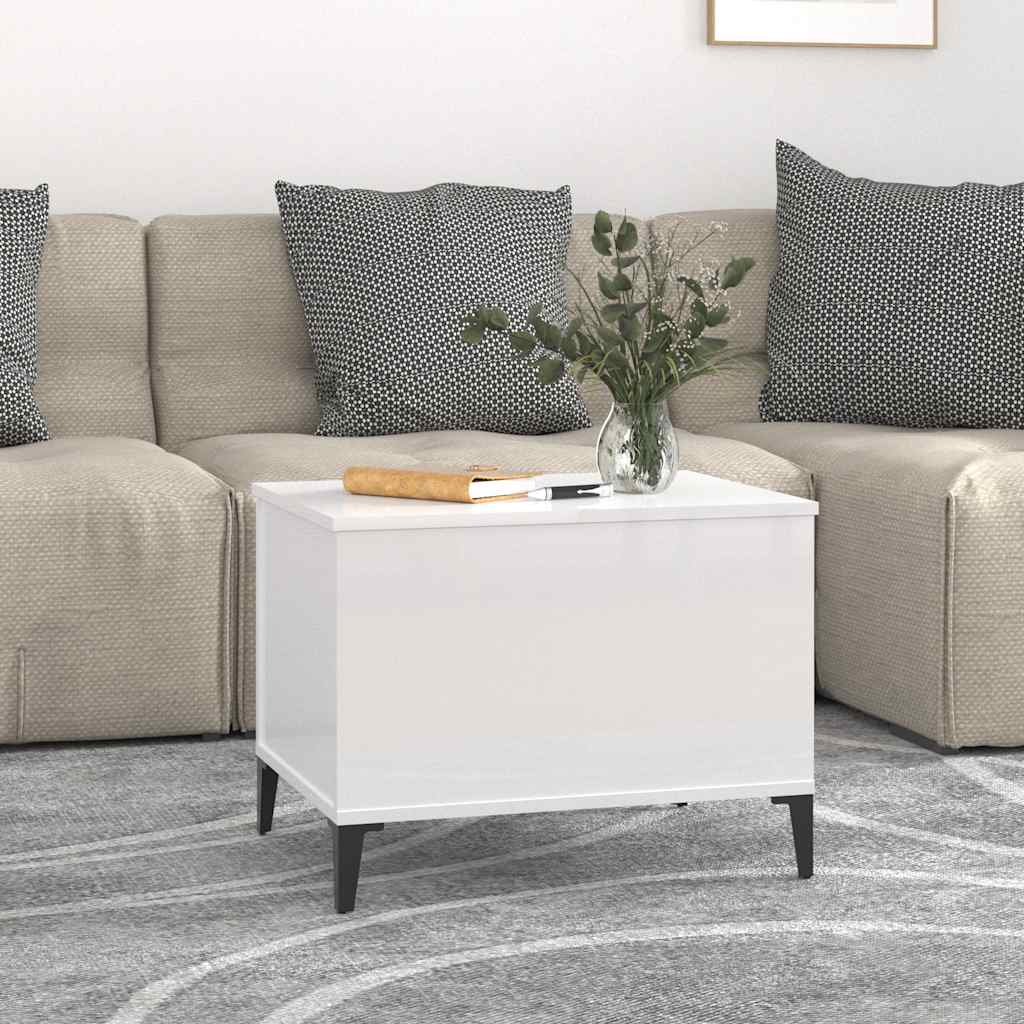 vidaXL Couchtisch Hochglanz-Weiß 60x44,5x45 cm Holzwerkstoff