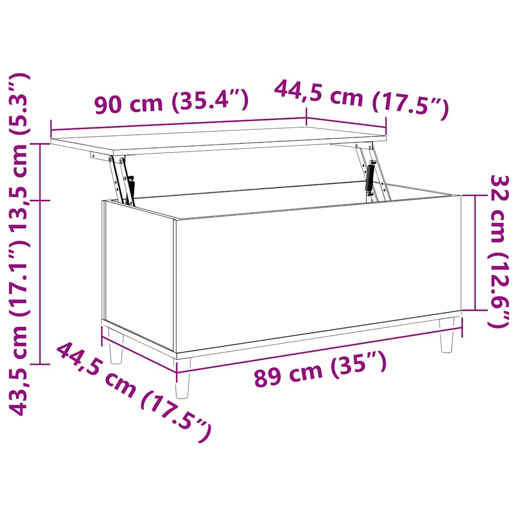 vidaXL Couchtisch Betongrau 90x44,5x45 cm Holzwerkstoff