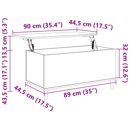 vidaXL Table basse en chêne fumé 90x44,5x45 cm en bois d'ingénierie