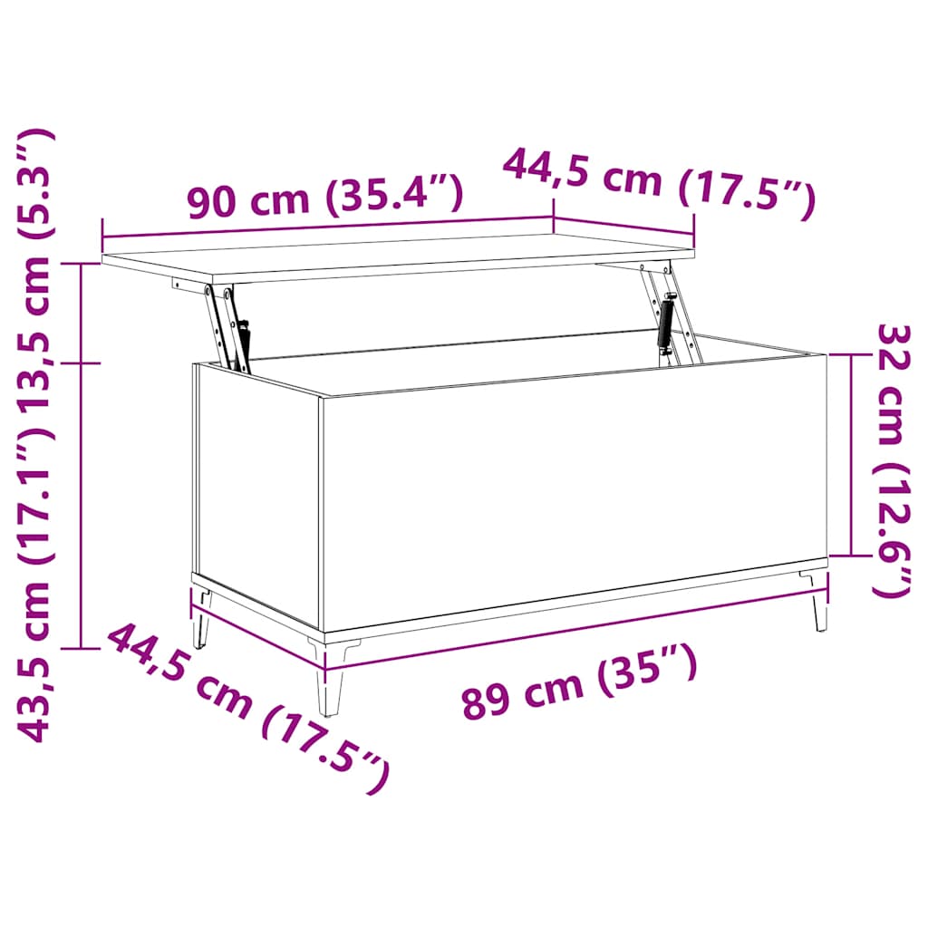 Couchtisch Räuchereiche 90x44,5x45 cm Holzwerkstoff