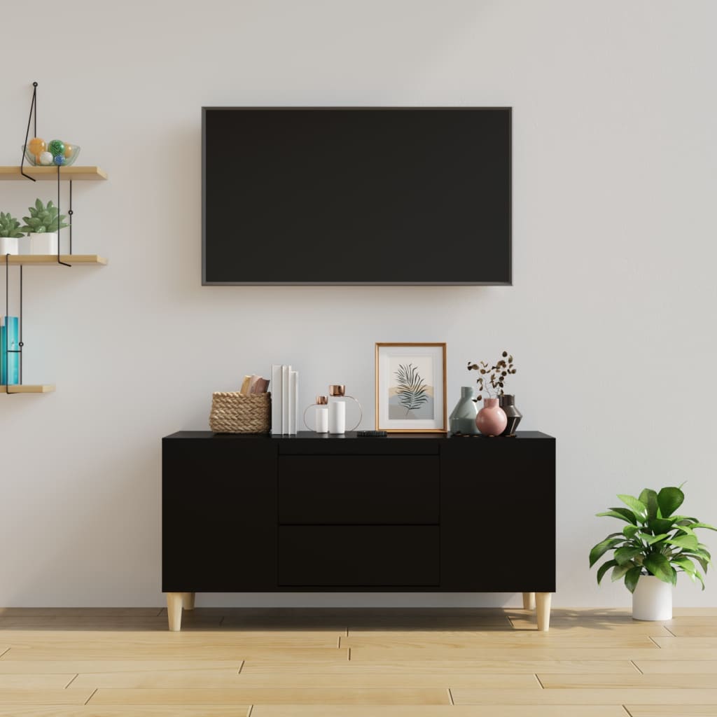 vidaXL Meuble TV Noir 102x44,5x50 cm Bois d'ingénierie
