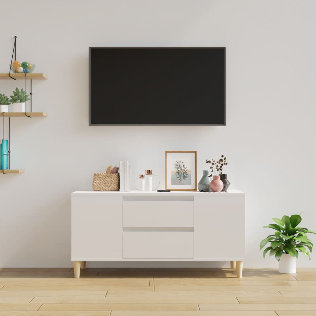 vidaXL TV-Schrank Hochglanz-Weiß 102x44,5x50 cm Holzwerkstoff