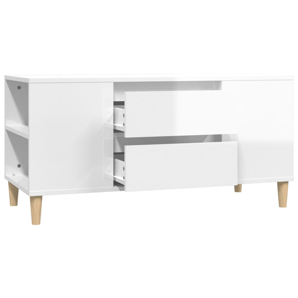vidaXL TV-Schrank Hochglanz-Weiß 102x44,5x50 cm Holzwerkstoff
