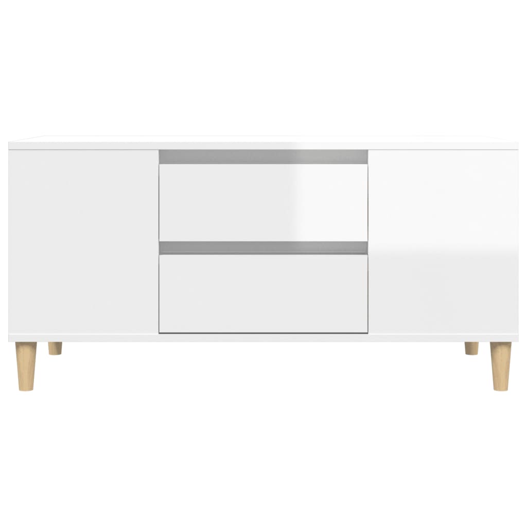 vidaXL TV-Schrank Hochglanz-Weiß 102x44,5x50 cm Holzwerkstoff