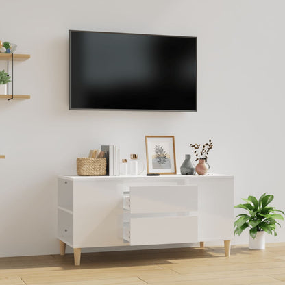 vidaXL TV-Schrank Hochglanz-Weiß 102x44,5x50 cm Holzwerkstoff
