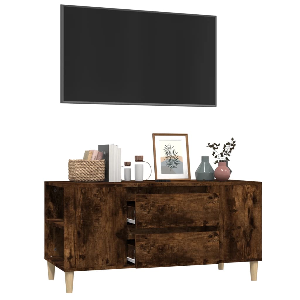 vidaXL Meuble TV chêne fumé 102x44,5x50 cm bois d'ingénierie