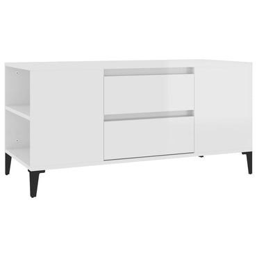 vidaXL Meuble TV blanc brillant 102x44,5x50 cm Aggloméré