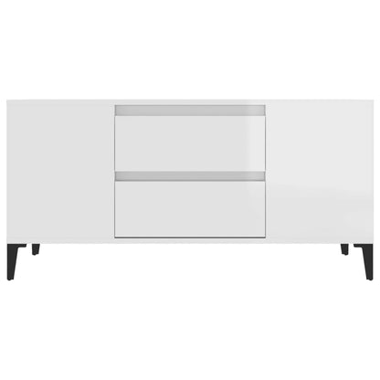 vidaXL Meuble TV blanc brillant 102x44,5x50 cm Aggloméré