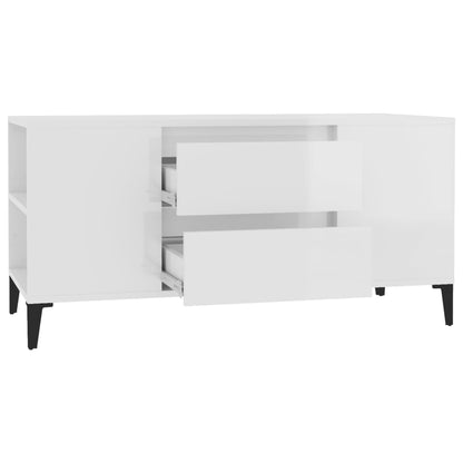 vidaXL Meuble TV blanc brillant 102x44,5x50 cm Aggloméré