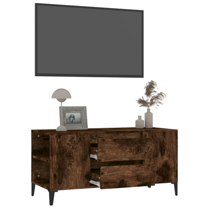 vidaXL Meuble TV chêne fumé 102x44,5x50 cm bois d'ingénierie