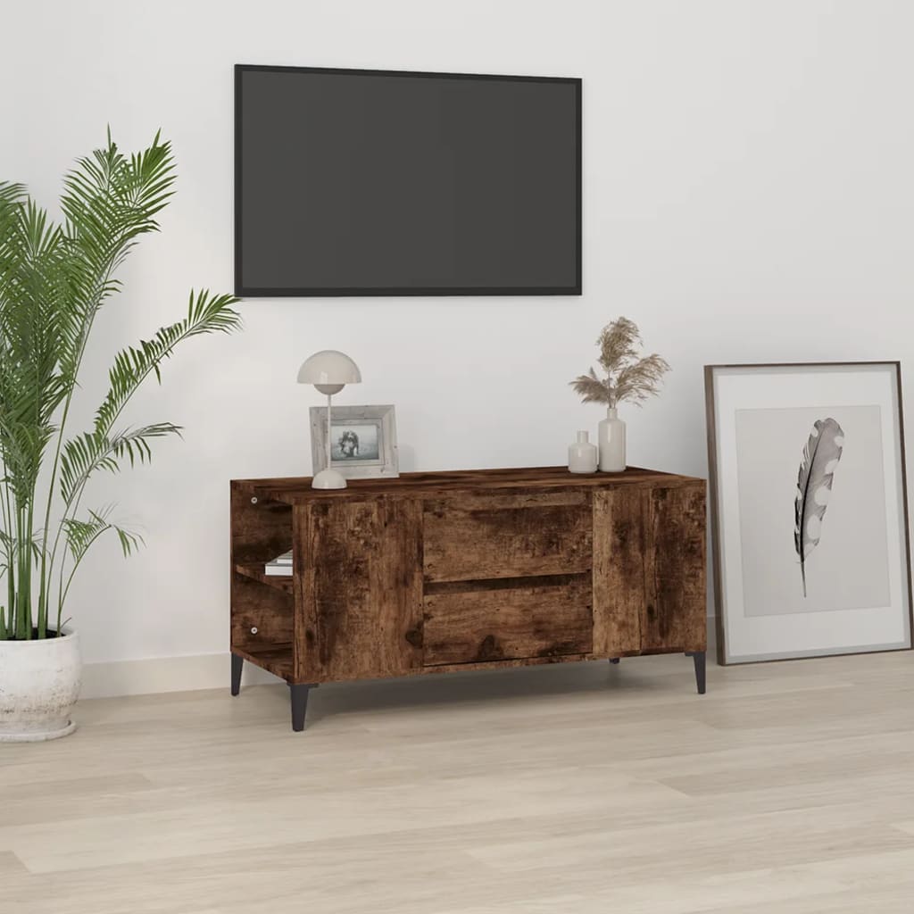 vidaXL Meuble TV chêne fumé 102x44,5x50 cm bois d'ingénierie
