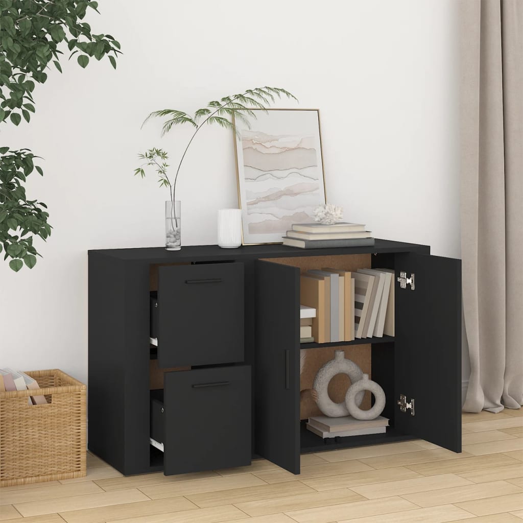 vidaXL Buffet noir 100x33x59,5 cm Bois d'ingénierie