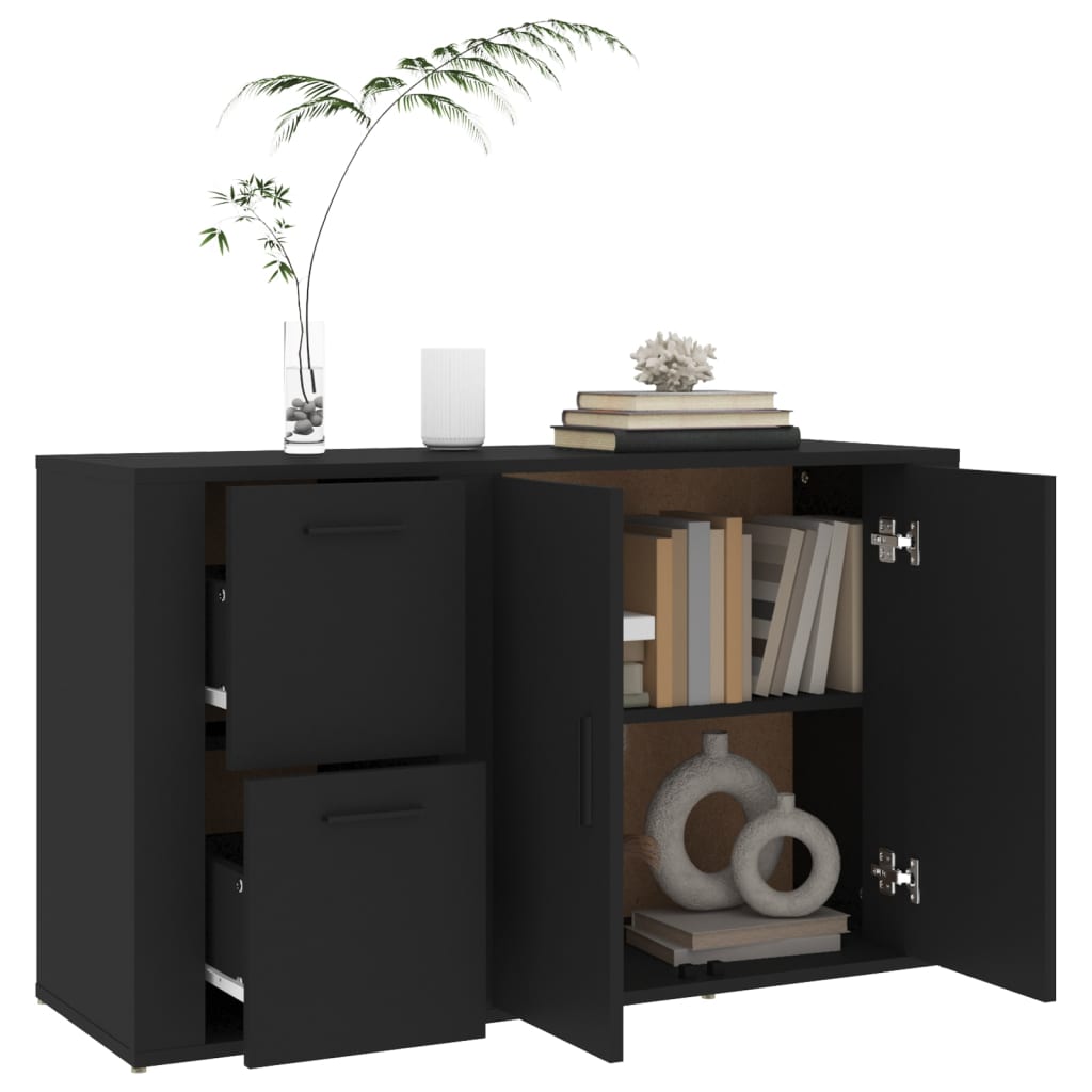 vidaXL Buffet noir 100x33x59,5 cm Bois d'ingénierie