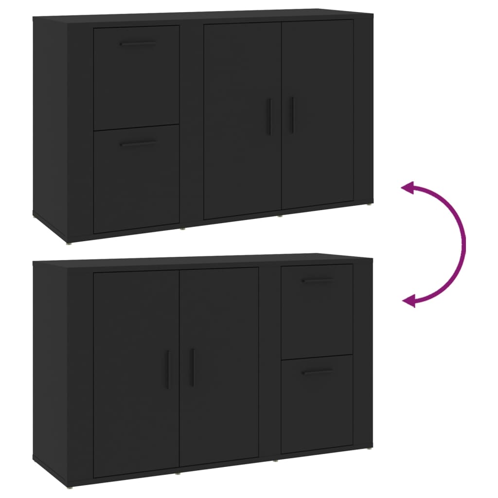 vidaXL Buffet noir 100x33x59,5 cm Bois d'ingénierie