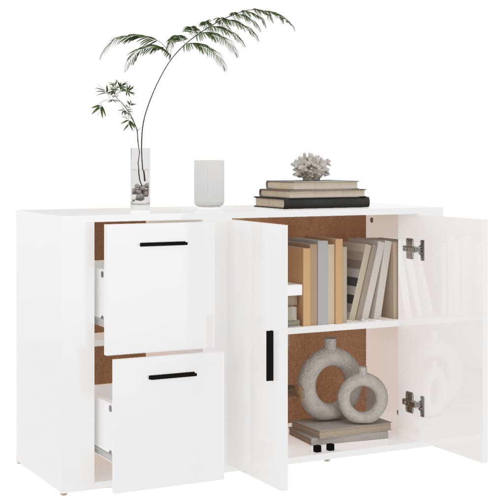 vidaXL Buffet haut brillant blanc 100x33x59,5 cm Bois d'ingénierie