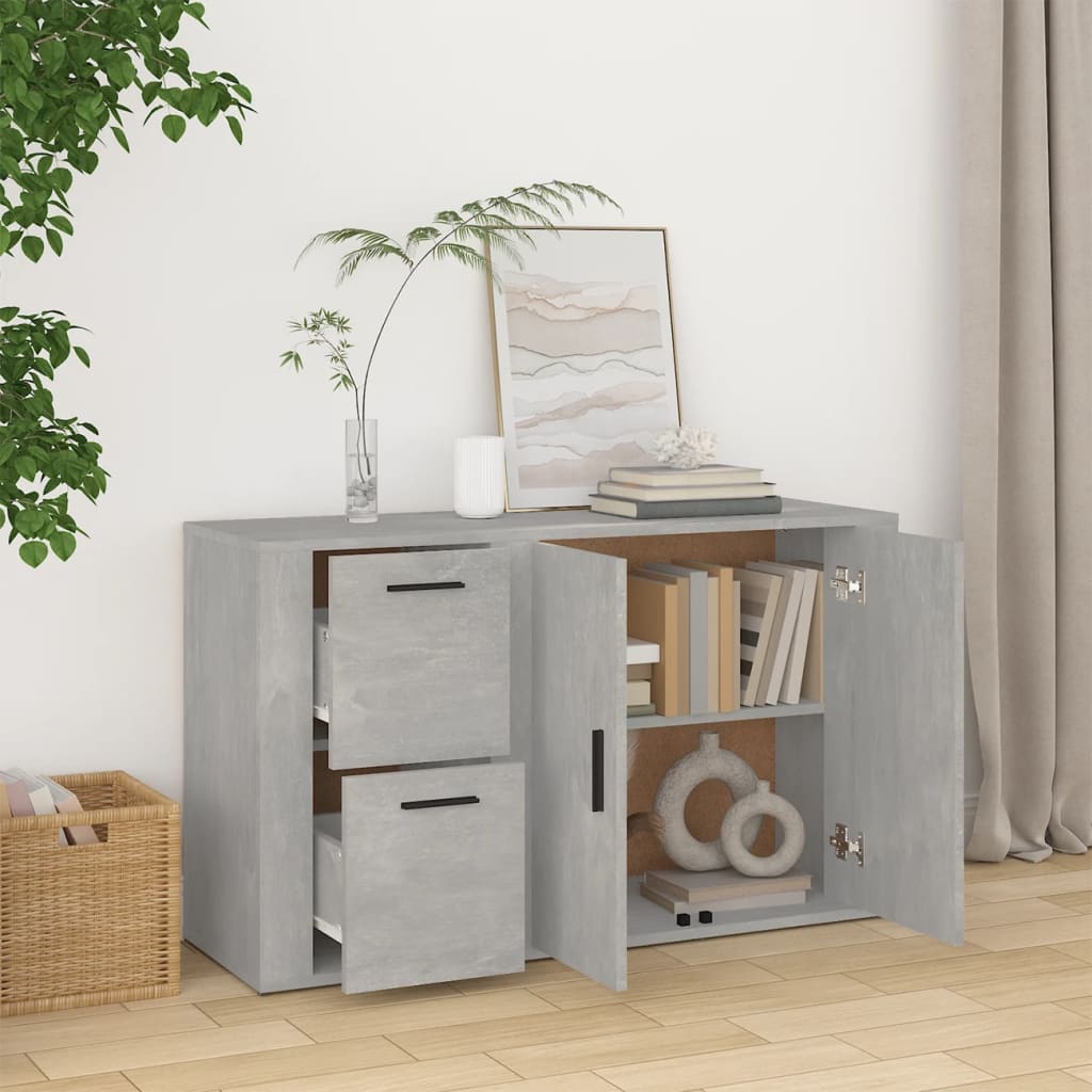 vidaXL Buffet Gris béton 100x33x59,5 cm Bois d'ingénierie