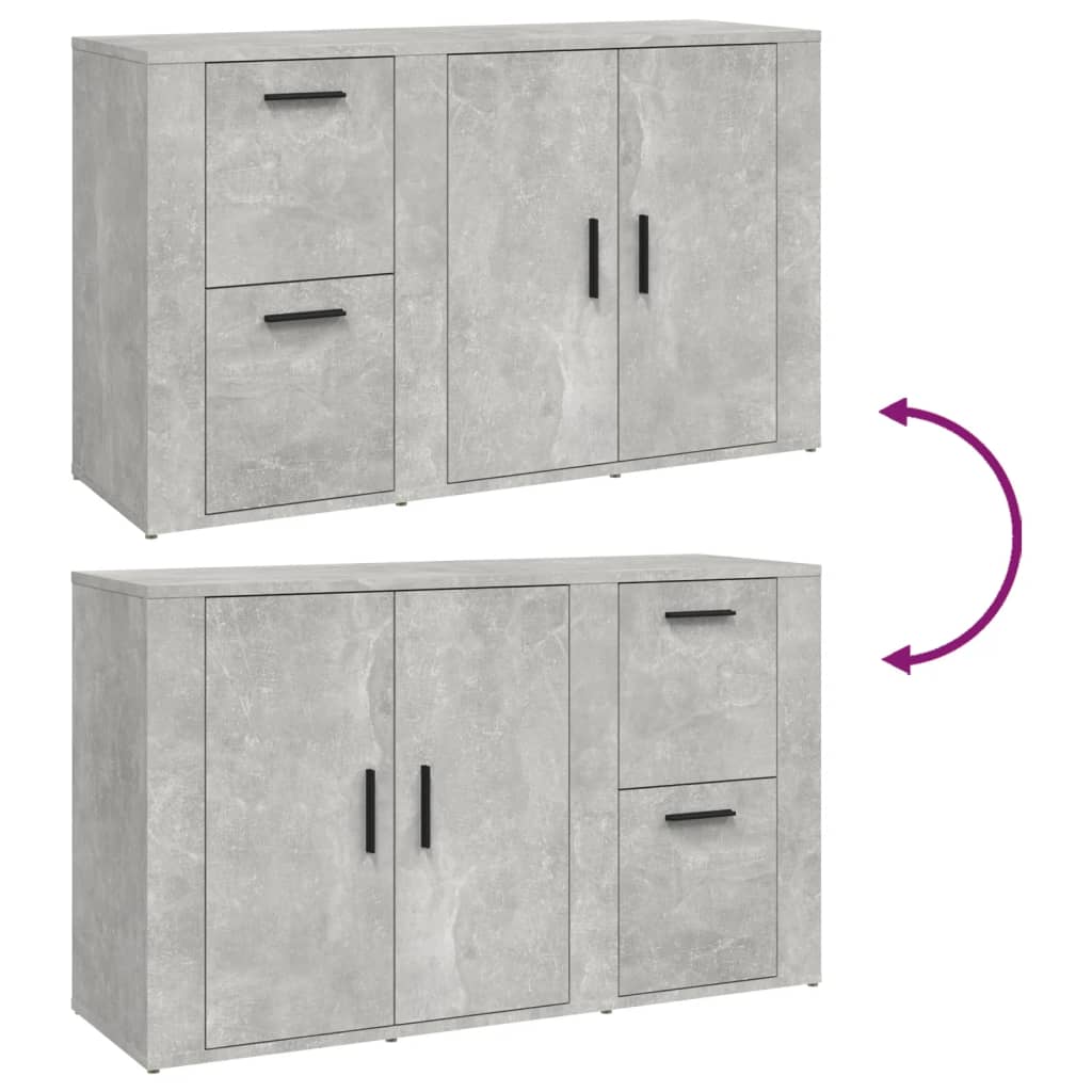 vidaXL Buffet Gris béton 100x33x59,5 cm Bois d'ingénierie