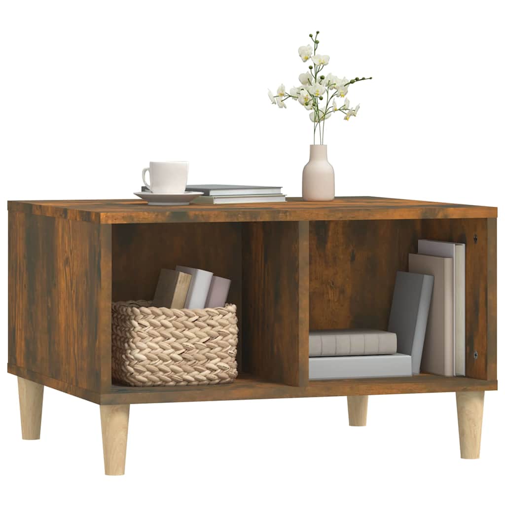 vidaXL Table basse chêne fumé 60x50x36,5 cm bois d'ingénierie