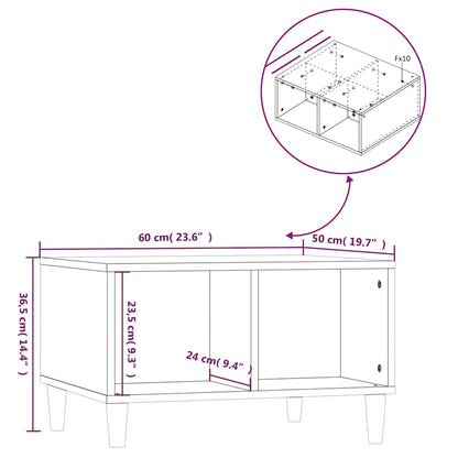 vidaXL Table basse chêne fumé 60x50x36,5 cm bois d'ingénierie