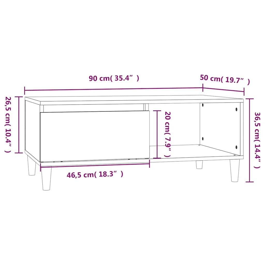 vidaXL Couchtisch Grau Sonoma 90x50x36,5 cm Holzwerkstoff