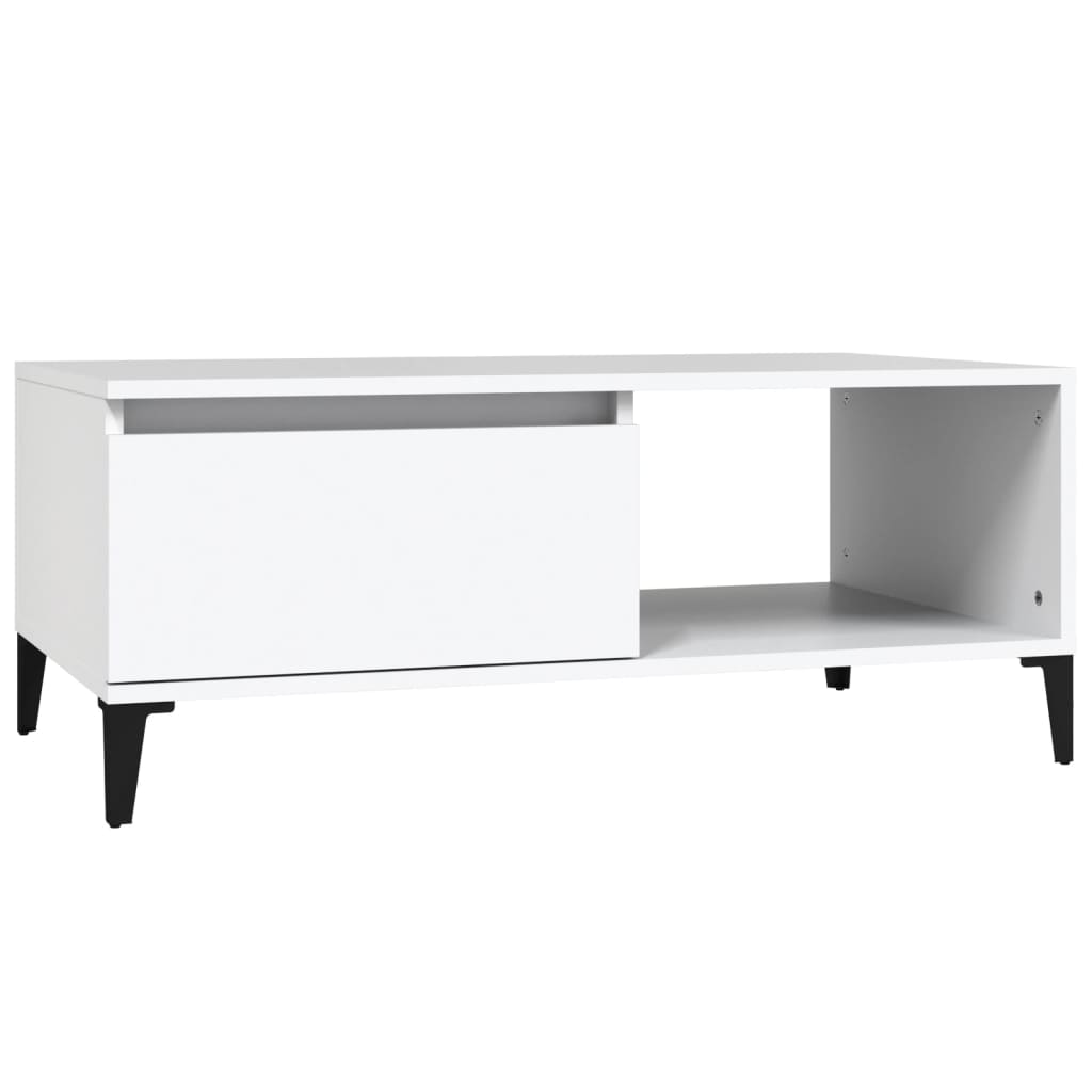 vidaXL Table basse blanche 90x50x36,5 cm en bois d'ingénierie