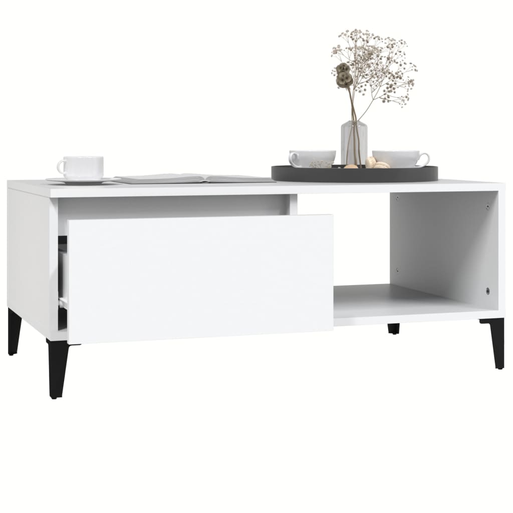 vidaXL Table basse blanche 90x50x36,5 cm en bois d'ingénierie