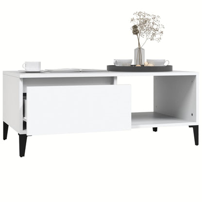 vidaXL Table basse blanche 90x50x36,5 cm en bois d'ingénierie