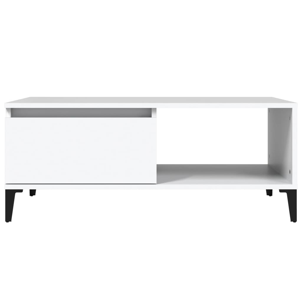 vidaXL Table basse blanche 90x50x36,5 cm en bois d'ingénierie