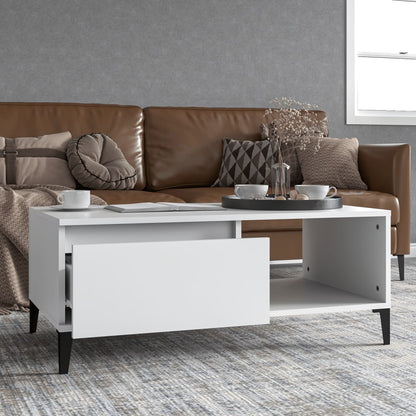 vidaXL Table basse blanche 90x50x36,5 cm en bois d'ingénierie