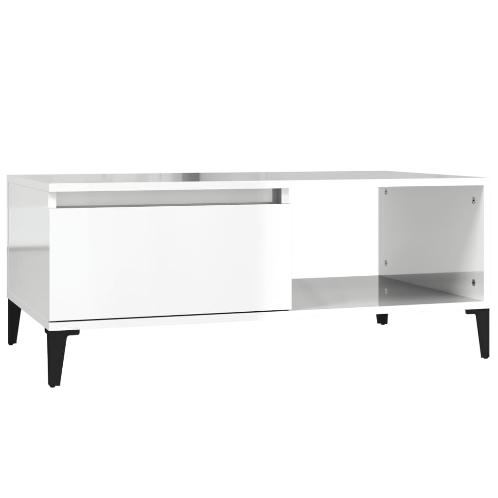 vidaXL Table basse blanc brillant 90x50x36,5 cm Aggloméré