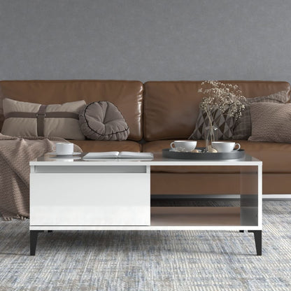 vidaXL Table basse blanc brillant 90x50x36,5 cm Aggloméré