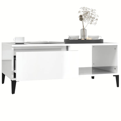 vidaXL Table basse blanc brillant 90x50x36,5 cm Aggloméré