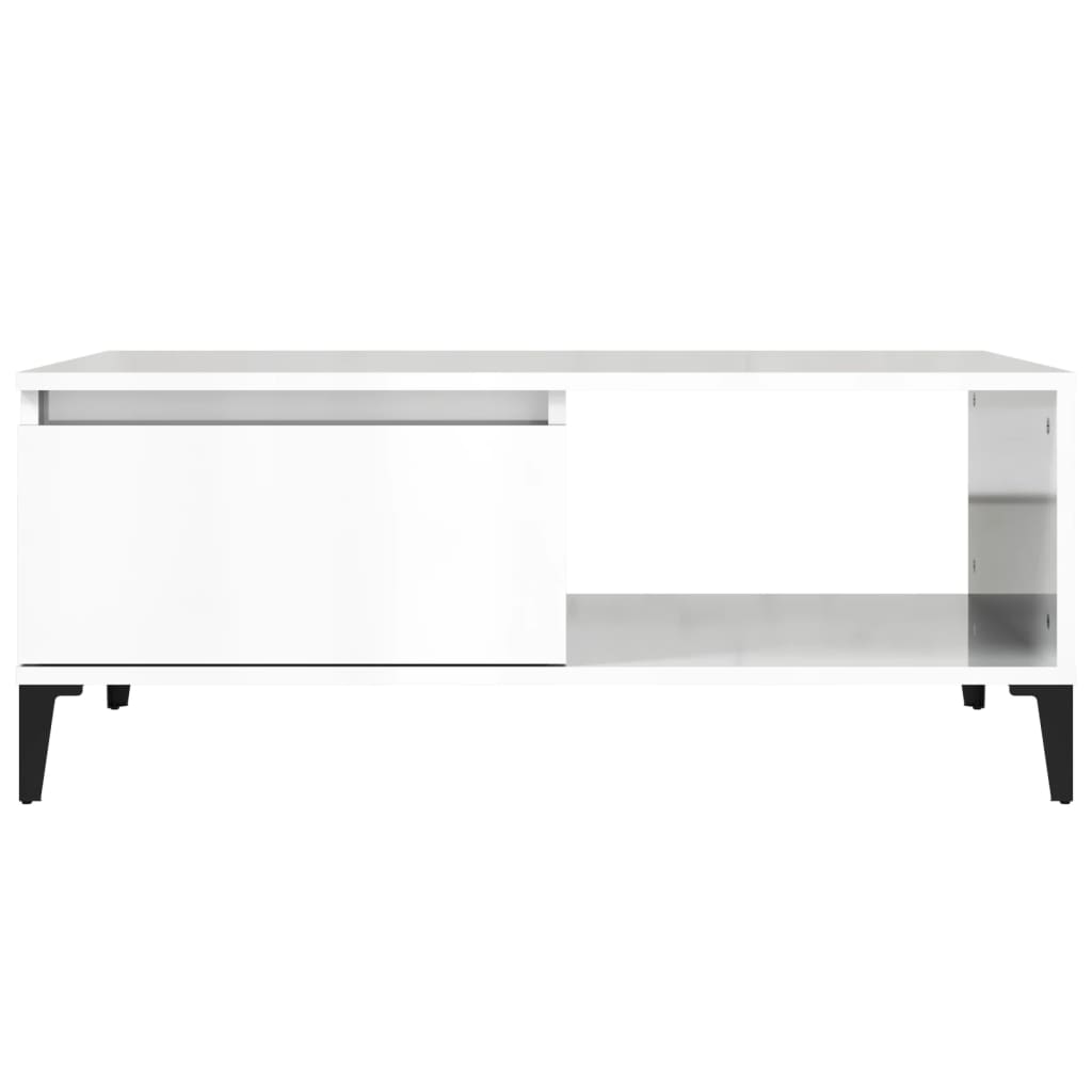 vidaXL Table basse blanc brillant 90x50x36,5 cm Aggloméré