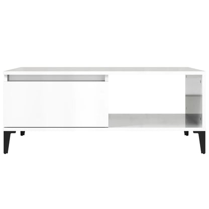 vidaXL Table basse blanc brillant 90x50x36,5 cm Aggloméré