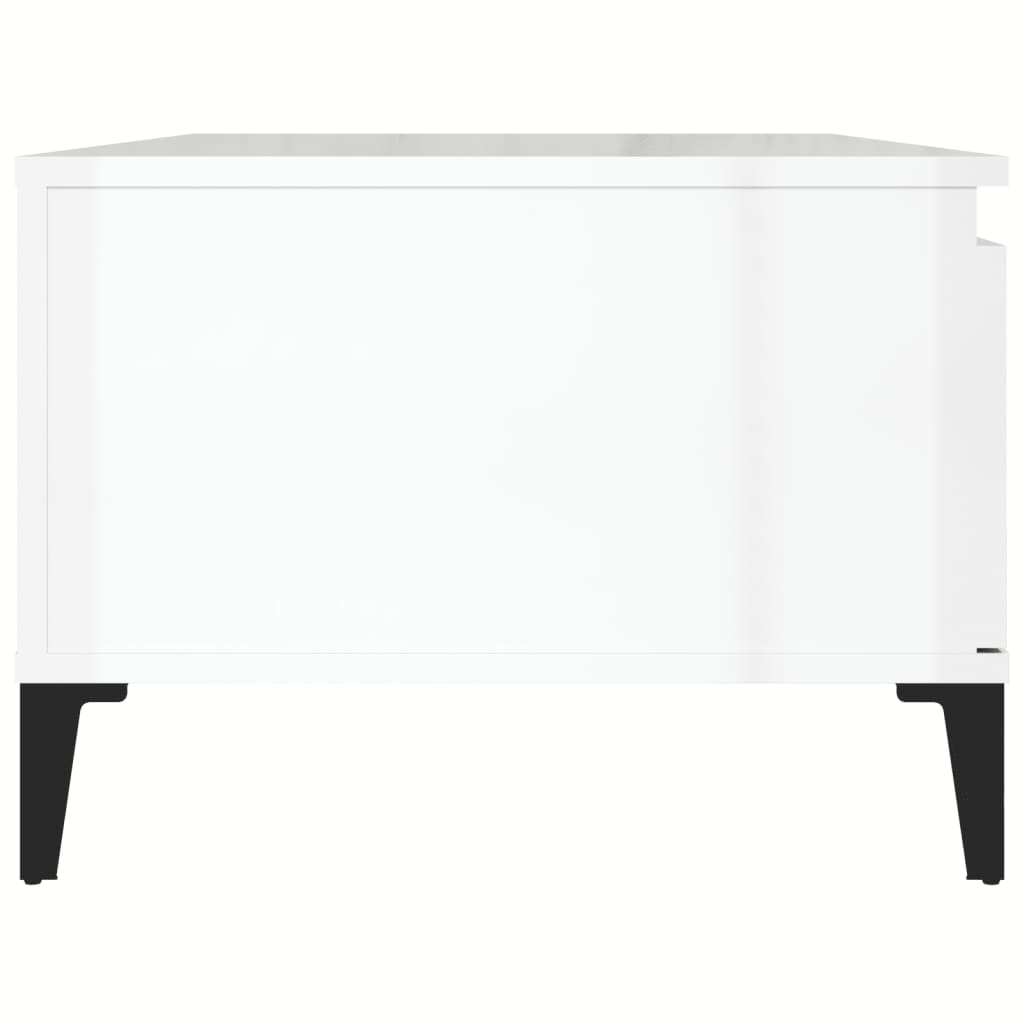 vidaXL Table basse blanc brillant 90x50x36,5 cm Aggloméré