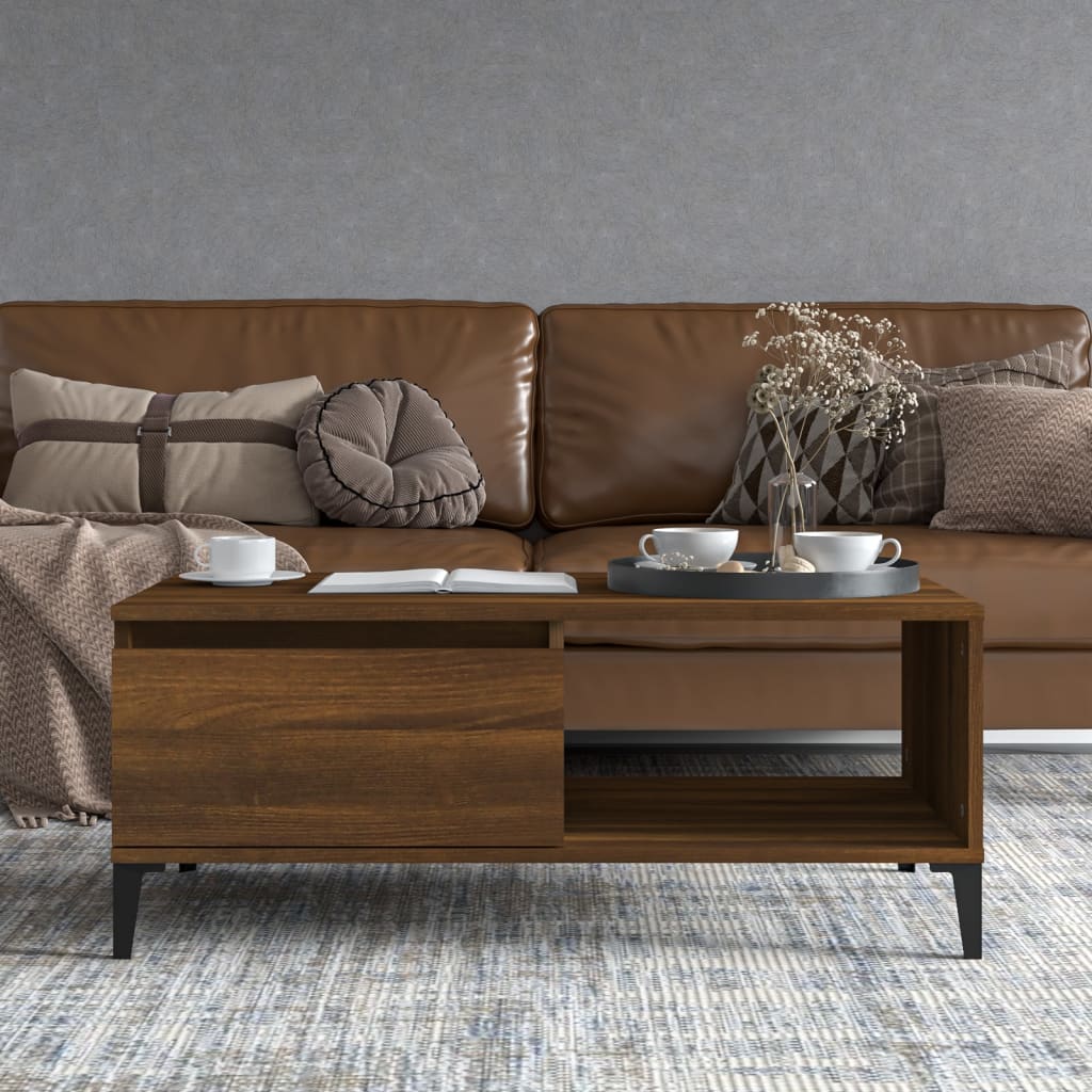 vidaXL Table basse marron aspect chêne 90x50x36,5 cm bois d'ingénierie