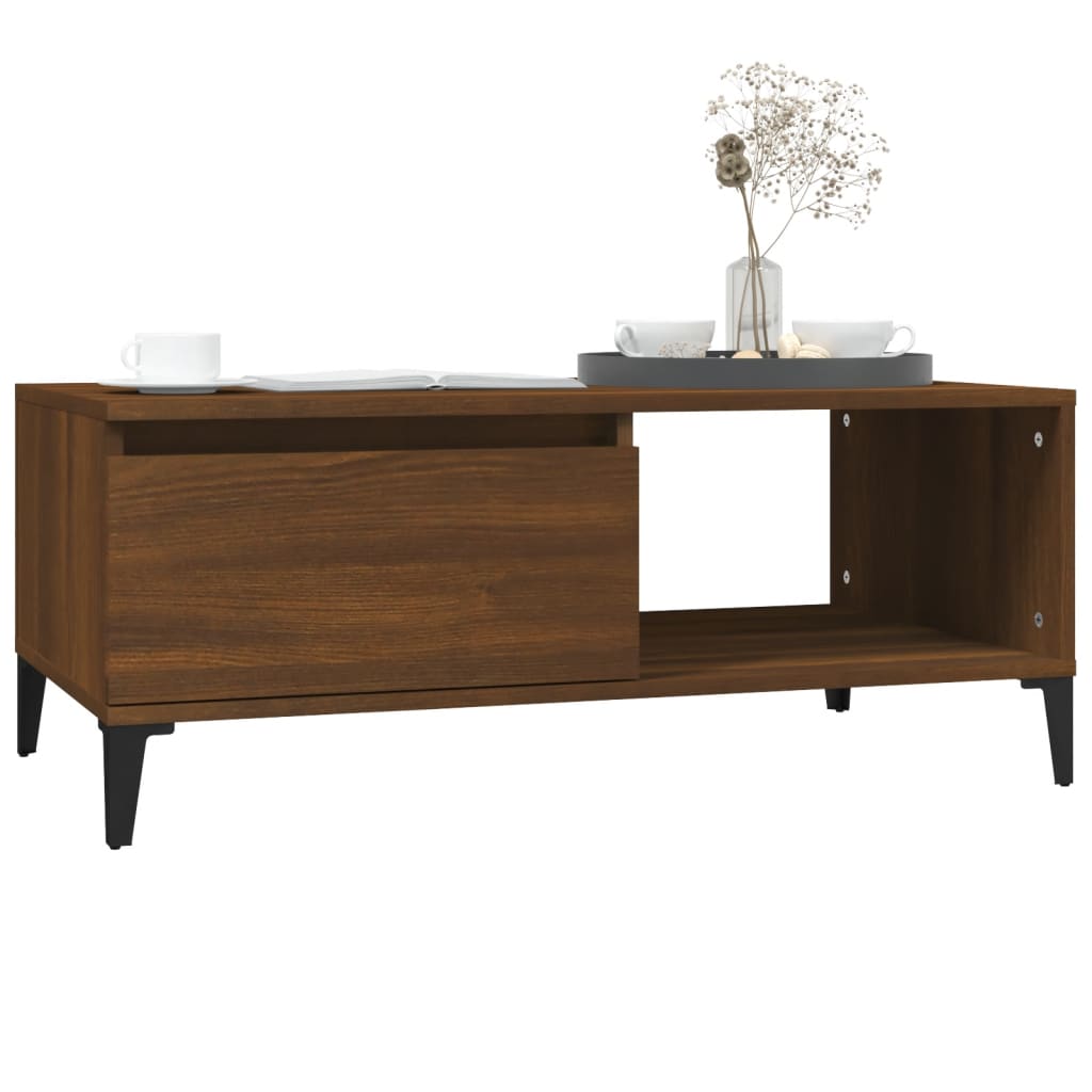 vidaXL Table basse marron aspect chêne 90x50x36,5 cm bois d'ingénierie