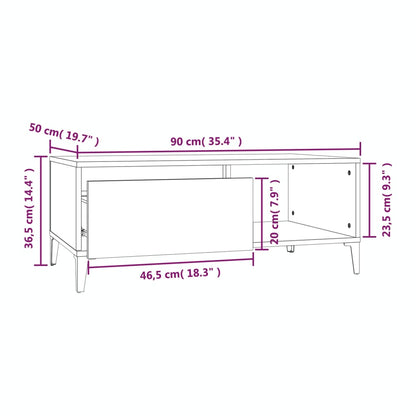 vidaXL Table basse marron aspect chêne 90x50x36,5 cm bois d'ingénierie