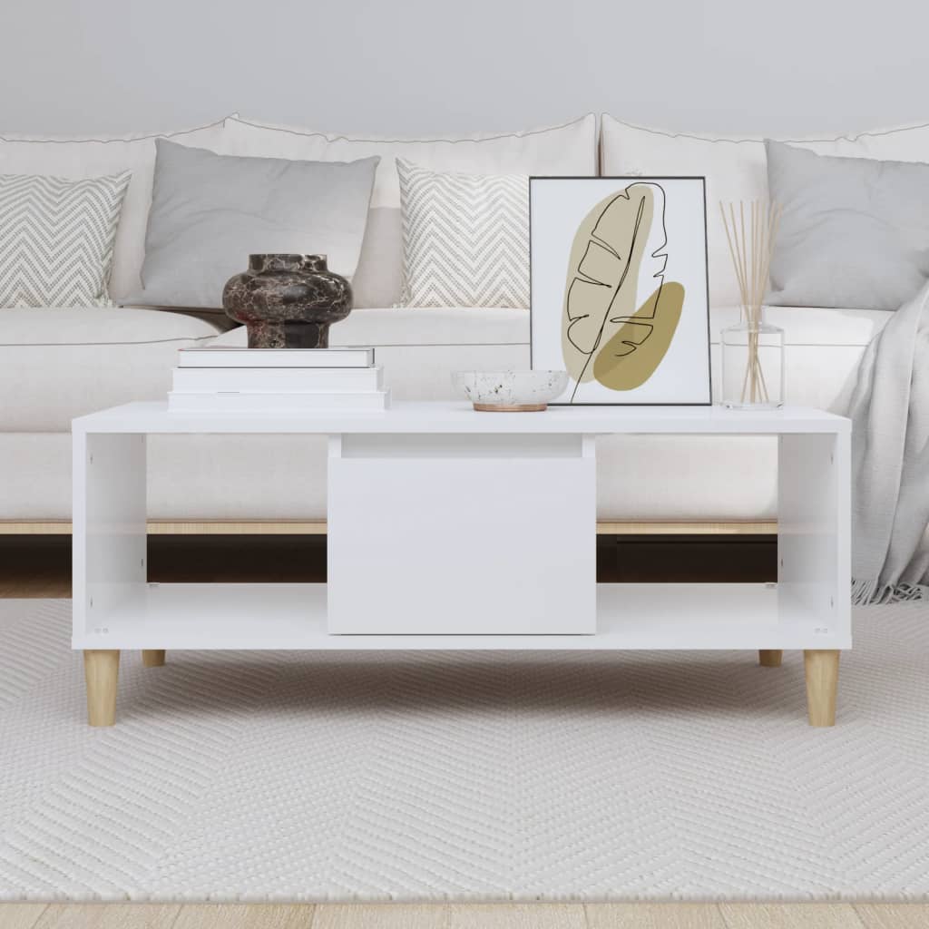 vidaXL Couchtisch Hochglanz-Weiß 90x50x36,5 cm Holzwerkstoff