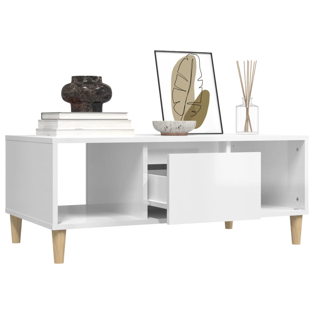 vidaXL Couchtisch Hochglanz-Weiß 90x50x36,5 cm Holzwerkstoff