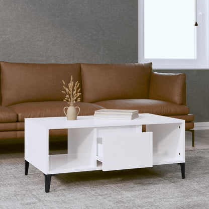 vidaXL Table basse blanc brillant 90x50x36,5 cm Aggloméré