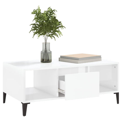 vidaXL Table basse blanc brillant 90x50x36,5 cm Aggloméré